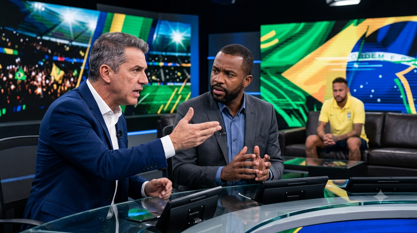 Comentaristas esportivos debatendo o fim do ciclo de Neymar na Seleção